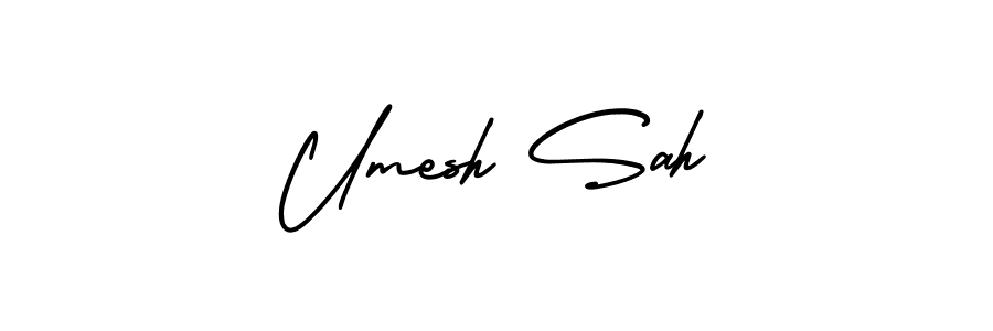 This is the best signature style for the Umesh Sah name. Also you like these signature font (AmerikaSignatureDemo-Regular). Mix name signature. Umesh Sah signature style 3 images and pictures png