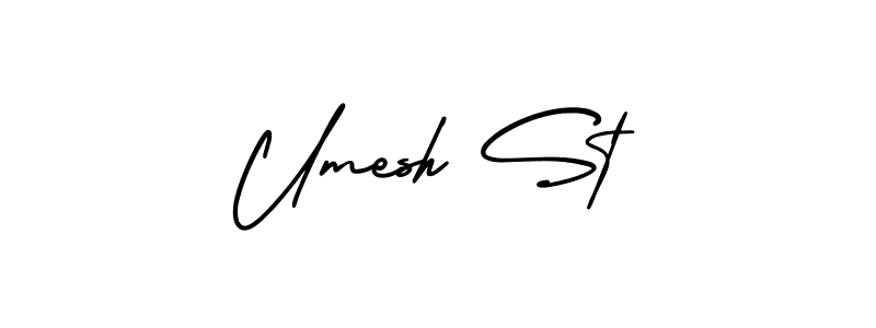 How to make Umesh St name signature. Use AmerikaSignatureDemo-Regular style for creating short signs online. This is the latest handwritten sign. Umesh St signature style 3 images and pictures png