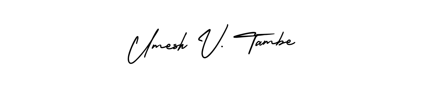 Similarly AmerikaSignatureDemo-Regular is the best handwritten signature design. Signature creator online .You can use it as an online autograph creator for name Umesh V. Tambe. Umesh V. Tambe signature style 3 images and pictures png