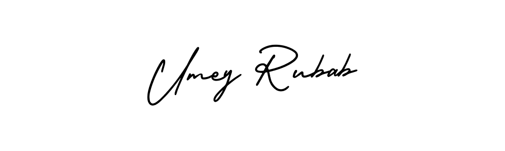 The best way (AmerikaSignatureDemo-Regular) to make a short signature is to pick only two or three words in your name. The name Umey Rubab include a total of six letters. For converting this name. Umey Rubab signature style 3 images and pictures png