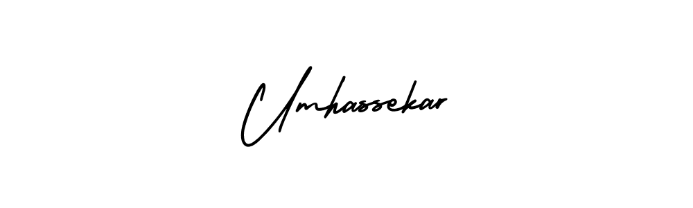 You should practise on your own different ways (AmerikaSignatureDemo-Regular) to write your name (Umhassekar) in signature. don't let someone else do it for you. Umhassekar signature style 3 images and pictures png