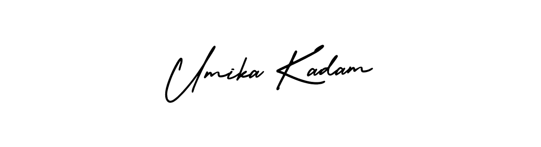 This is the best signature style for the Umika Kadam name. Also you like these signature font (AmerikaSignatureDemo-Regular). Mix name signature. Umika Kadam signature style 3 images and pictures png