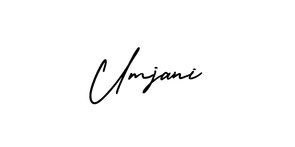 You should practise on your own different ways (AmerikaSignatureDemo-Regular) to write your name (Umjani) in signature. don't let someone else do it for you. Umjani signature style 3 images and pictures png