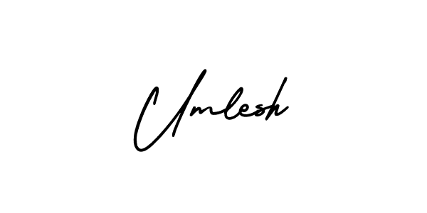 The best way (AmerikaSignatureDemo-Regular) to make a short signature is to pick only two or three words in your name. The name Umlesh include a total of six letters. For converting this name. Umlesh signature style 3 images and pictures png