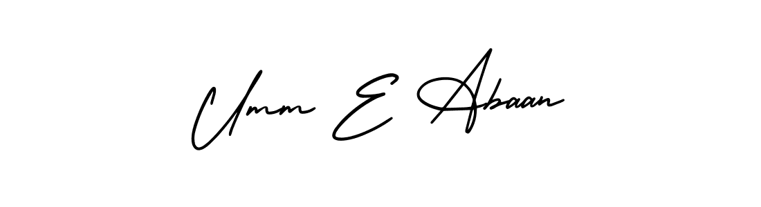 You should practise on your own different ways (AmerikaSignatureDemo-Regular) to write your name (Umm E Abaan) in signature. don't let someone else do it for you. Umm E Abaan signature style 3 images and pictures png