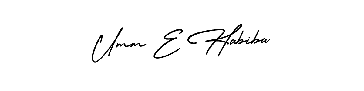 The best way (AmerikaSignatureDemo-Regular) to make a short signature is to pick only two or three words in your name. The name Umm E Habiba include a total of six letters. For converting this name. Umm E Habiba signature style 3 images and pictures png