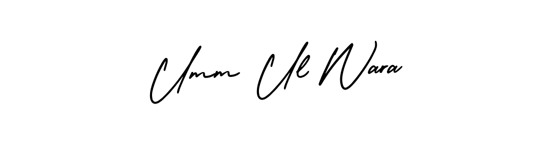 The best way (AmerikaSignatureDemo-Regular) to make a short signature is to pick only two or three words in your name. The name Umm Ul Wara include a total of six letters. For converting this name. Umm Ul Wara signature style 3 images and pictures png