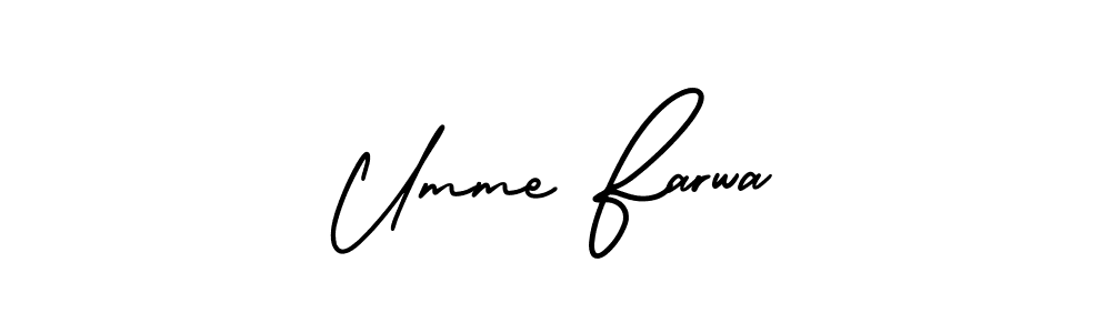 Make a beautiful signature design for name Umme Farwa. With this signature (AmerikaSignatureDemo-Regular) style, you can create a handwritten signature for free. Umme Farwa signature style 3 images and pictures png