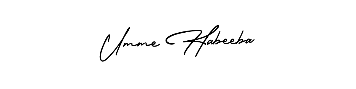 How to make Umme Habeeba name signature. Use AmerikaSignatureDemo-Regular style for creating short signs online. This is the latest handwritten sign. Umme Habeeba signature style 3 images and pictures png