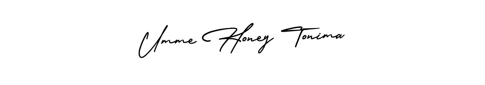 The best way (AmerikaSignatureDemo-Regular) to make a short signature is to pick only two or three words in your name. The name Umme Honey Tonima include a total of six letters. For converting this name. Umme Honey Tonima signature style 3 images and pictures png