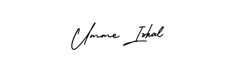 Umme Ishal stylish signature style. Best Handwritten Sign (AmerikaSignatureDemo-Regular) for my name. Handwritten Signature Collection Ideas for my name Umme Ishal. Umme Ishal signature style 3 images and pictures png