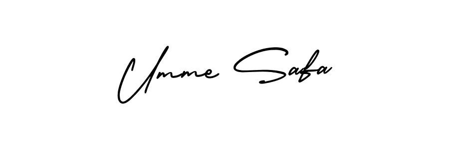 The best way (AmerikaSignatureDemo-Regular) to make a short signature is to pick only two or three words in your name. The name Umme Safa include a total of six letters. For converting this name. Umme Safa signature style 3 images and pictures png