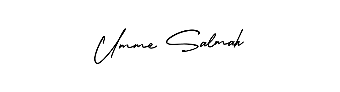 How to make Umme Salmah name signature. Use AmerikaSignatureDemo-Regular style for creating short signs online. This is the latest handwritten sign. Umme Salmah signature style 3 images and pictures png