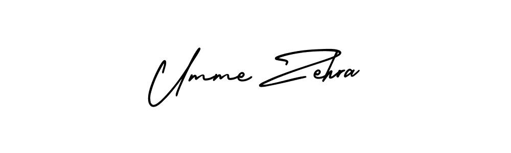How to make Umme Zehra name signature. Use AmerikaSignatureDemo-Regular style for creating short signs online. This is the latest handwritten sign. Umme Zehra signature style 3 images and pictures png