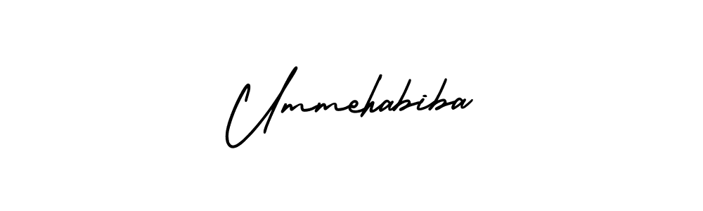 Create a beautiful signature design for name Ummehabiba. With this signature (AmerikaSignatureDemo-Regular) fonts, you can make a handwritten signature for free. Ummehabiba signature style 3 images and pictures png