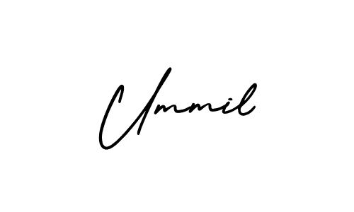 You should practise on your own different ways (AmerikaSignatureDemo-Regular) to write your name (Ummil) in signature. don't let someone else do it for you. Ummil signature style 3 images and pictures png