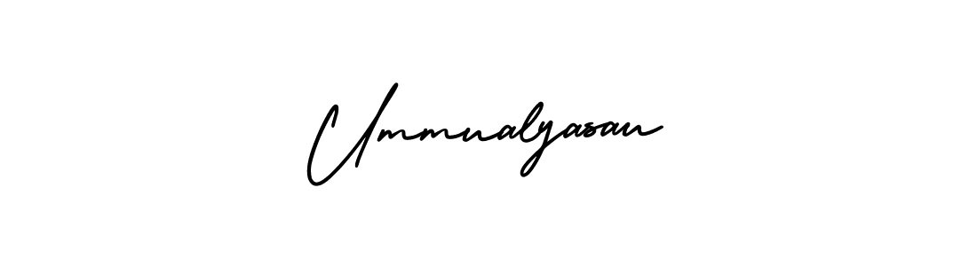 The best way (AmerikaSignatureDemo-Regular) to make a short signature is to pick only two or three words in your name. The name Ummualyasau include a total of six letters. For converting this name. Ummualyasau signature style 3 images and pictures png