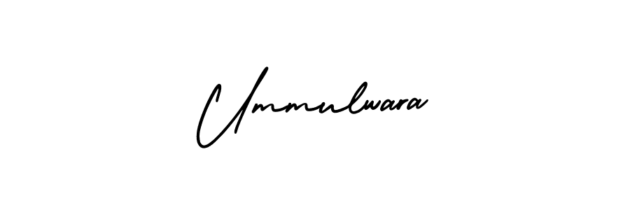 You should practise on your own different ways (AmerikaSignatureDemo-Regular) to write your name (Ummulwara) in signature. don't let someone else do it for you. Ummulwara signature style 3 images and pictures png