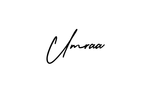 You should practise on your own different ways (AmerikaSignatureDemo-Regular) to write your name (Umraa) in signature. don't let someone else do it for you. Umraa signature style 3 images and pictures png