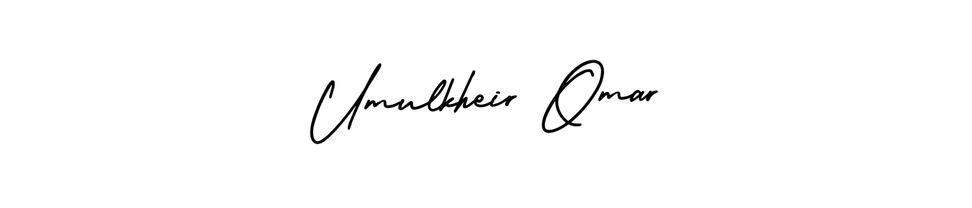 The best way (AmerikaSignatureDemo-Regular) to make a short signature is to pick only two or three words in your name. The name Umulkheir Omar include a total of six letters. For converting this name. Umulkheir Omar signature style 3 images and pictures png