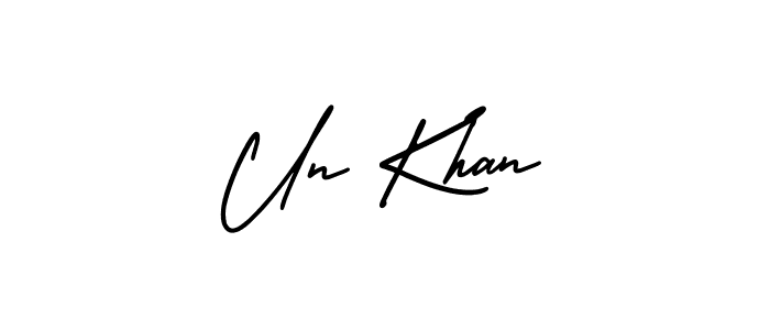 Similarly AmerikaSignatureDemo-Regular is the best handwritten signature design. Signature creator online .You can use it as an online autograph creator for name Un Khan. Un Khan signature style 3 images and pictures png