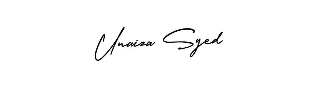 It looks lik you need a new signature style for name Unaiza Syed. Design unique handwritten (AmerikaSignatureDemo-Regular) signature with our free signature maker in just a few clicks. Unaiza Syed signature style 3 images and pictures png
