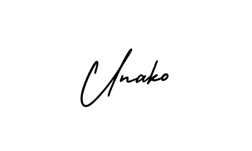 You should practise on your own different ways (AmerikaSignatureDemo-Regular) to write your name (Unako) in signature. don't let someone else do it for you. Unako signature style 3 images and pictures png