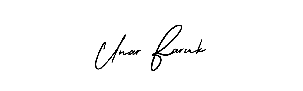 Use a signature maker to create a handwritten signature online. With this signature software, you can design (AmerikaSignatureDemo-Regular) your own signature for name Unar Faruk. Unar Faruk signature style 3 images and pictures png