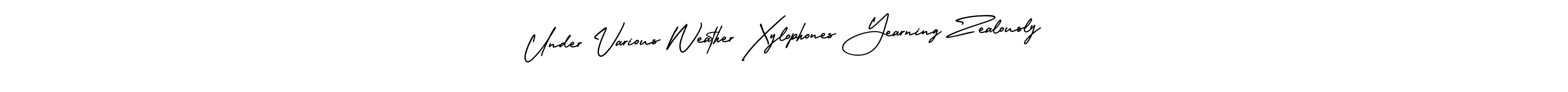 The best way (AmerikaSignatureDemo-Regular) to make a short signature is to pick only two or three words in your name. The name Under Various Weather Xylophones Yearning Zealously include a total of six letters. For converting this name. Under Various Weather Xylophones Yearning Zealously signature style 3 images and pictures png