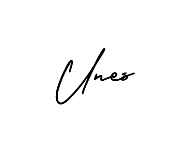 How to make Unes name signature. Use AmerikaSignatureDemo-Regular style for creating short signs online. This is the latest handwritten sign. Unes signature style 3 images and pictures png