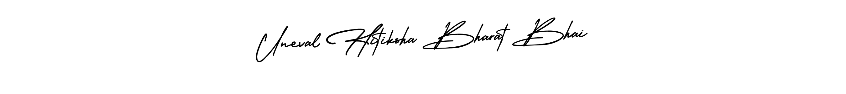 How to make Uneval Hitiksha Bharat Bhai name signature. Use AmerikaSignatureDemo-Regular style for creating short signs online. This is the latest handwritten sign. Uneval Hitiksha Bharat Bhai signature style 3 images and pictures png