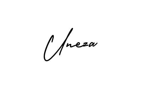 You should practise on your own different ways (AmerikaSignatureDemo-Regular) to write your name (Uneza) in signature. don't let someone else do it for you. Uneza signature style 3 images and pictures png