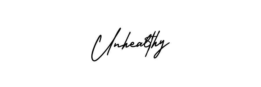 Design your own signature with our free online signature maker. With this signature software, you can create a handwritten (AmerikaSignatureDemo-Regular) signature for name Unhealthy. Unhealthy signature style 3 images and pictures png
