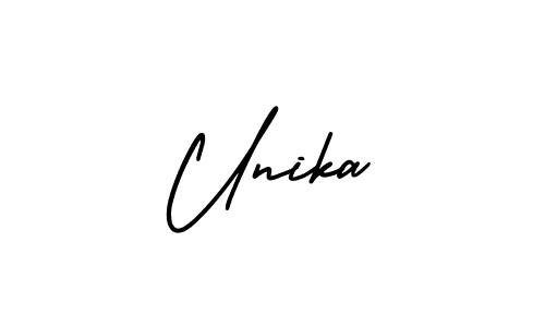 How to make Unika name signature. Use AmerikaSignatureDemo-Regular style for creating short signs online. This is the latest handwritten sign. Unika signature style 3 images and pictures png