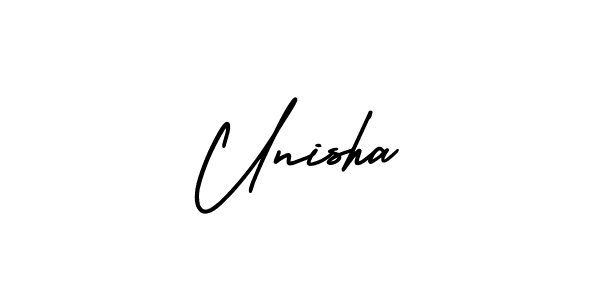 Unisha stylish signature style. Best Handwritten Sign (AmerikaSignatureDemo-Regular) for my name. Handwritten Signature Collection Ideas for my name Unisha. Unisha signature style 3 images and pictures png