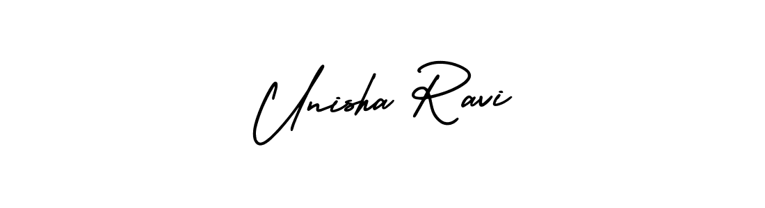 How to make Unisha Ravi name signature. Use AmerikaSignatureDemo-Regular style for creating short signs online. This is the latest handwritten sign. Unisha Ravi signature style 3 images and pictures png