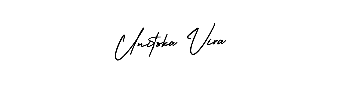 How to Draw Unitska Vira signature style? AmerikaSignatureDemo-Regular is a latest design signature styles for name Unitska Vira. Unitska Vira signature style 3 images and pictures png
