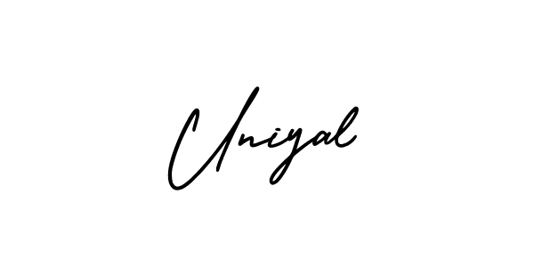 if you are searching for the best signature style for your name Uniyal. so please give up your signature search. here we have designed multiple signature styles  using AmerikaSignatureDemo-Regular. Uniyal signature style 3 images and pictures png