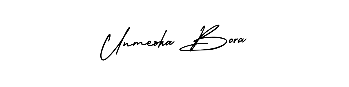 It looks lik you need a new signature style for name Unmesha Bora. Design unique handwritten (AmerikaSignatureDemo-Regular) signature with our free signature maker in just a few clicks. Unmesha Bora signature style 3 images and pictures png