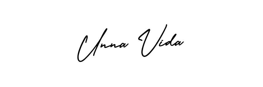 How to make Unna Vida name signature. Use AmerikaSignatureDemo-Regular style for creating short signs online. This is the latest handwritten sign. Unna Vida signature style 3 images and pictures png