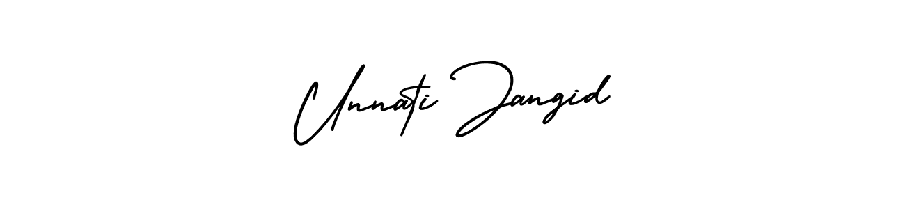 Make a beautiful signature design for name Unnati Jangid. With this signature (AmerikaSignatureDemo-Regular) style, you can create a handwritten signature for free. Unnati Jangid signature style 3 images and pictures png
