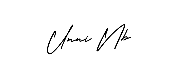 The best way (AmerikaSignatureDemo-Regular) to make a short signature is to pick only two or three words in your name. The name Unni Nb include a total of six letters. For converting this name. Unni Nb signature style 3 images and pictures png