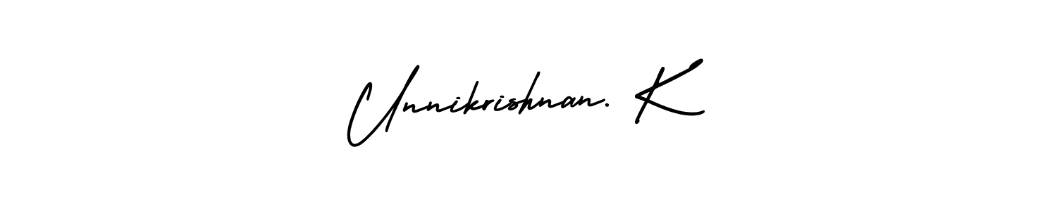 AmerikaSignatureDemo-Regular is a professional signature style that is perfect for those who want to add a touch of class to their signature. It is also a great choice for those who want to make their signature more unique. Get Unnikrishnan. K name to fancy signature for free. Unnikrishnan. K signature style 3 images and pictures png