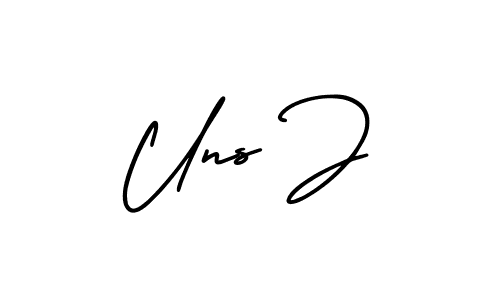 Design your own signature with our free online signature maker. With this signature software, you can create a handwritten (AmerikaSignatureDemo-Regular) signature for name Uns J. Uns J signature style 3 images and pictures png