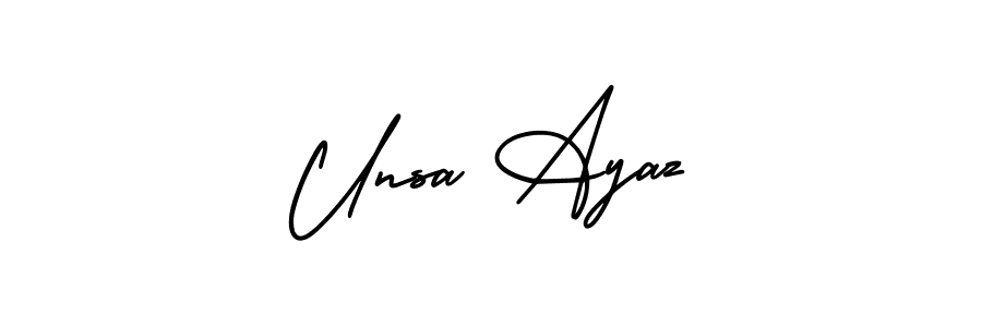 How to make Unsa Ayaz signature? AmerikaSignatureDemo-Regular is a professional autograph style. Create handwritten signature for Unsa Ayaz name. Unsa Ayaz signature style 3 images and pictures png