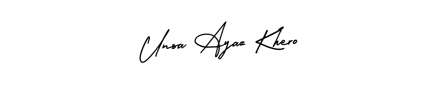 if you are searching for the best signature style for your name Unsa Ayaz Khero. so please give up your signature search. here we have designed multiple signature styles  using AmerikaSignatureDemo-Regular. Unsa Ayaz Khero signature style 3 images and pictures png