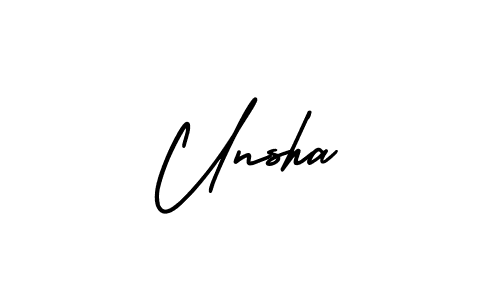 How to make Unsha signature? AmerikaSignatureDemo-Regular is a professional autograph style. Create handwritten signature for Unsha name. Unsha signature style 3 images and pictures png