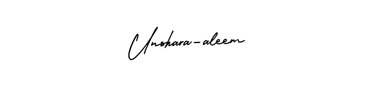 if you are searching for the best signature style for your name Unshara-aleem. so please give up your signature search. here we have designed multiple signature styles  using AmerikaSignatureDemo-Regular. Unshara-aleem signature style 3 images and pictures png