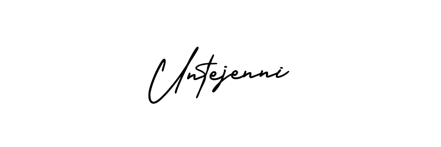 You should practise on your own different ways (AmerikaSignatureDemo-Regular) to write your name (Untejenni) in signature. don't let someone else do it for you. Untejenni signature style 3 images and pictures png
