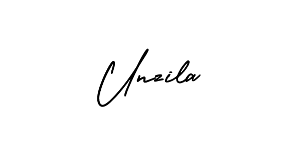 How to make Unzila name signature. Use AmerikaSignatureDemo-Regular style for creating short signs online. This is the latest handwritten sign. Unzila signature style 3 images and pictures png